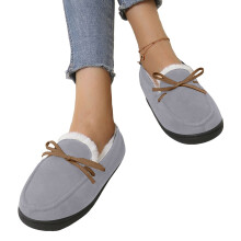 Dames suède mocassins, warm en pluizig, geschikt voor binnen en buiten.