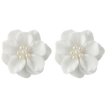Ohrhänger mit weißer Blume und Perle für Damen (1 Paar)
