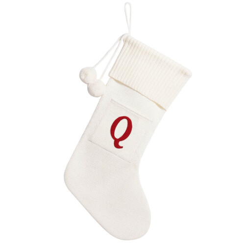 Chaussettes de Noël blanches avec initiales brodées, 26