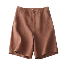 Damen-Shorts aus Baumwoll-Leinen-Mischgewebe, hochgeschnitten und mit Taschen