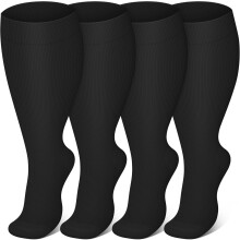 Chaussettes de compression pour mollets larges, 20-30 mmHg, 4 paires