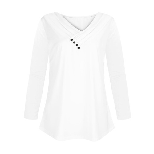 Damen-Tunika-Top mit langen Ärmeln, lässig-elegante Bluse 1