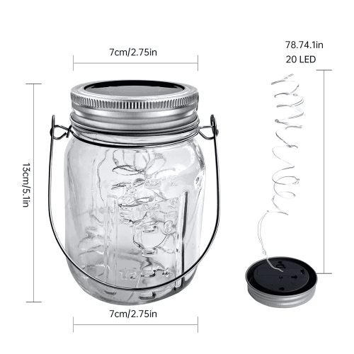 LED-ljus för älvflugor och burkar med lock, 20-pack 1