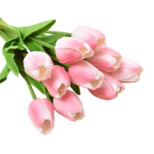 Kunstig tulipanbuket naturtro dyb dobbelt lyserød 33 cm