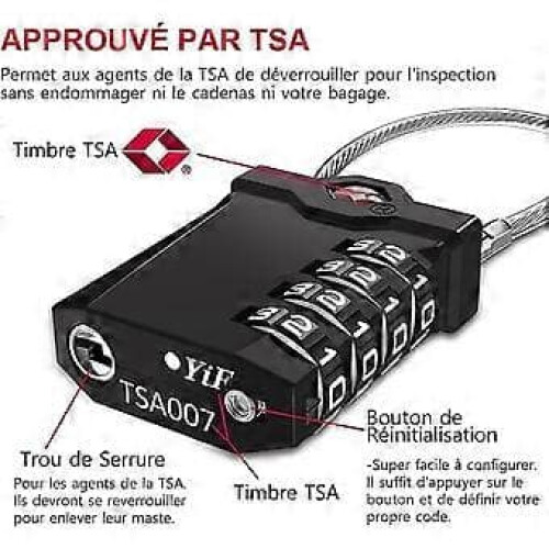 TSA 4-Digit Suitcase Lock with Alarm, Black (2 Pack) 1