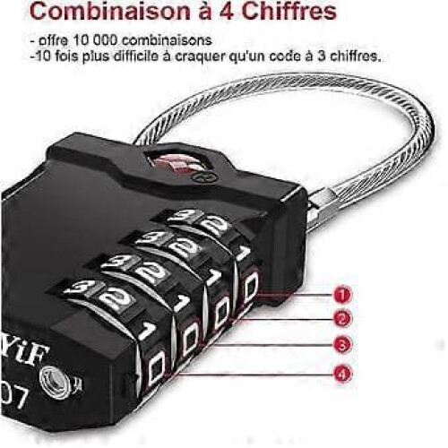 TSA 4-Digit Suitcase Lock with Alarm, Black (2 Pack) 2