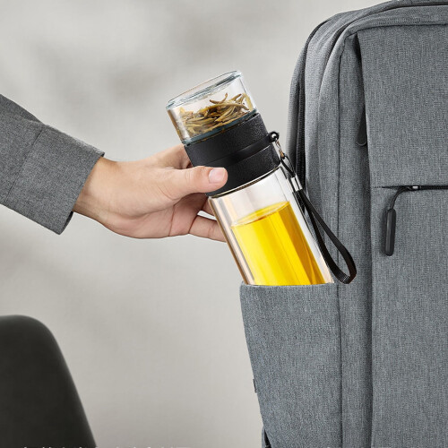 Botella infusora de té de vidrio de doble pared de 450 ml. 1