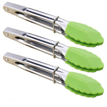 Pinça de cozinha em aço inoxidável com ponta de silicone (3 peças)