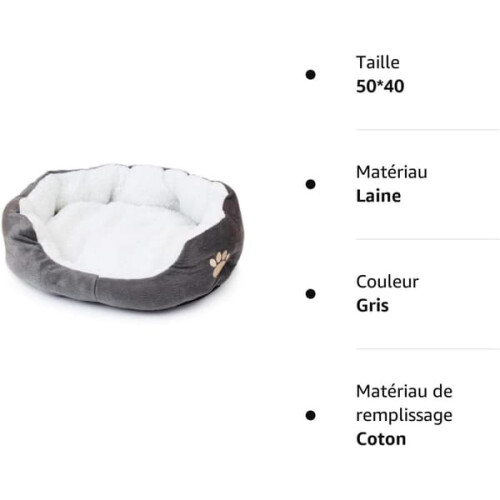 Pet Bed Round Oval Nesting Basket with Pillow Gray 50x40 cm 1