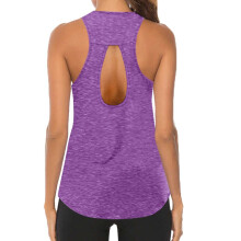 Top tankini da donna viola, traspirante, senza maniche, ideale per lo yoga.