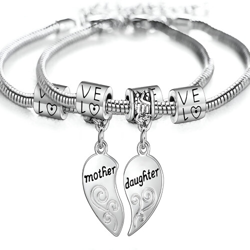 Hjärtformat armbandset för mor och dotter, 2 st