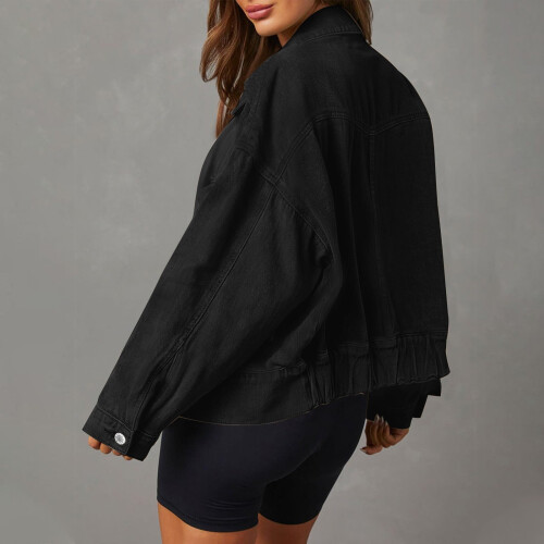 Damen-Jeansjacke mit Revers und Taschen 2