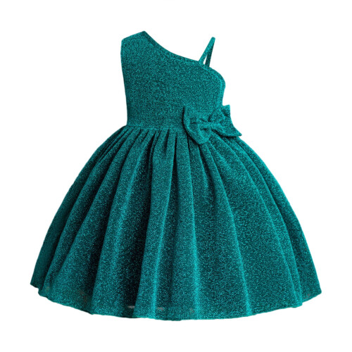 Robe de concours verte sans manches pour filles de 6 à 7 ans 1