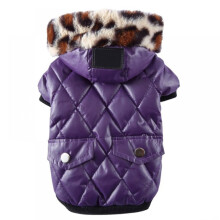 Chaqueta de invierno con capucha para perro con bolsillos decorativos, talla pequeña.