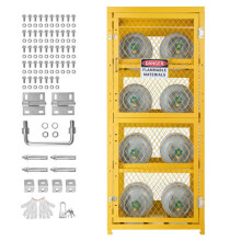 Horizontale Duoku Kast voor Gasflessen, 762x762x1785 mm, Veilige Opslagkooi, 4 Niveaus voor 8 Flessen