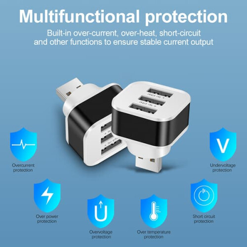 Car USB Charging Extender 2.0 Silver 3-Port 2