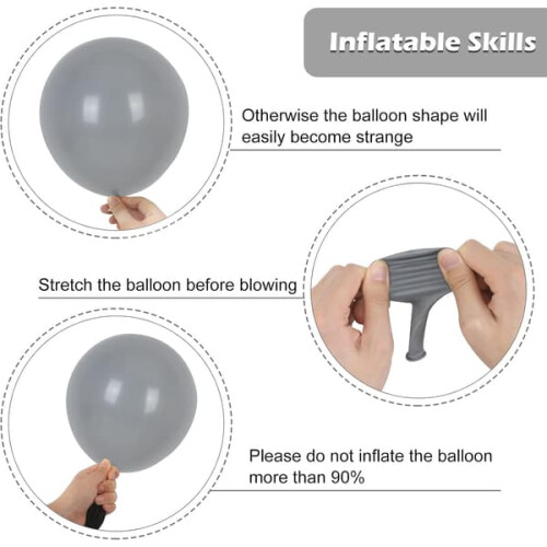 Gray Latex Balloons Set Matte Finish 129 pcs 2