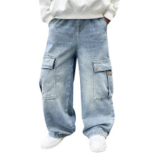 Baggy-Jeans für Jungen, Größe 5-6 Jahre, hoher Bund, weites Bein, blau