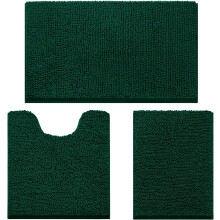 Badezimmerteppich-Set aus Chenille, rutschfest, 3-teilig