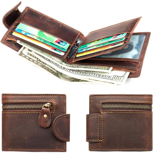 Herren-Geldbörse aus Leder mit RFID-Schutz, braun 1