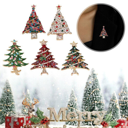 Broche sapin de Noël en strass et émail (1 pièce) 2