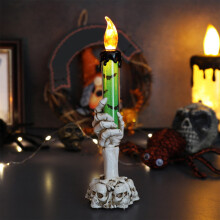 Gyanta csontváz kézi gyertyatartó Halloween dekorációhoz