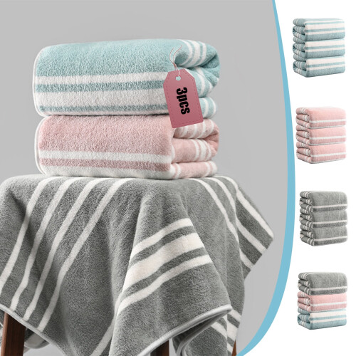 Strandhanddoekenset, gestreept, absorberend, sneldrogend, 3-delig