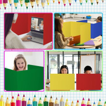 4 Pack Colorful Privacy Floders for Student Desks - Plastic Erasable - Testing Dividers for Classroom - Easy Clean
