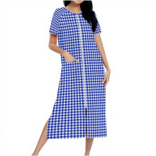 Women's plaid flannel robe with pockets, S-2XL