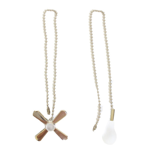 Ceiling Fan Pull Chain Set Metal Beaded Ball 2pcs 1