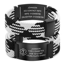 (Style-15, Type 1 diabetes) Personalized Medical Alert ID Bracelet Emergency Bangle Wristband Custom Engrave HOT