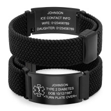 (Style-2, Type 2 diabetes) Personalized Medical Alert ID Bracelet Emergency Bangle Wristband Custom Engrave HOT