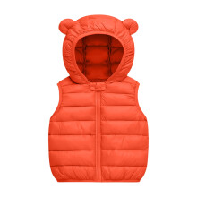 Gilet imbottito trapuntato per bambini, antivento con cappuccio, arancione, 12-18 mesi