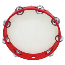Tambourine with sheepskin head wood rim 8 jingles