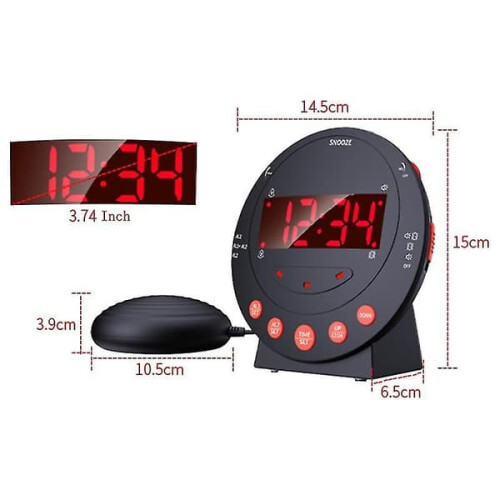 Vibrating LED Alarm Clock with Flashing Light and Bed 1