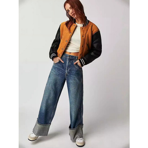 Damjeans med smala, raka, retromönster 1
