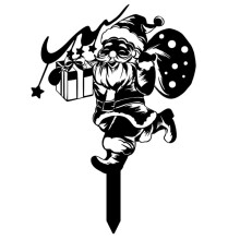 Natale Ferro Erba Silhouette Cortile Prato Gnomo Giardino Pali Babbo Natale Decorazione di Messa A Terra Artigianato In Metallo B