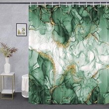 Teal gold marble shower curtain set 54x70 in