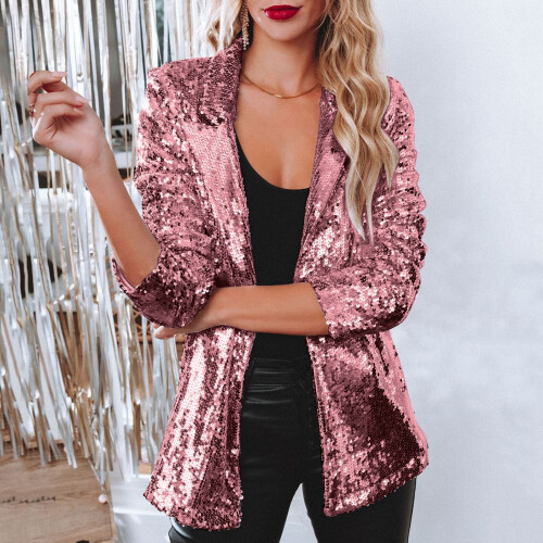 Paillettenjacke für Damen, pink, Größe M