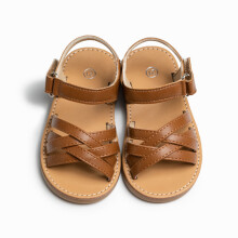 Flickorsandaler med mjuk sula, glitter, PU, brun, storlek 9