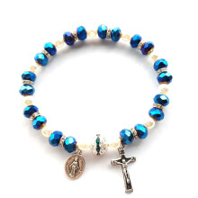 Rosenkranz-Armband, Vintage-Kreuz, katholisches Armband