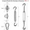 Kit de ferragens para vela de sombra, formato retangular/quadrado de 6 polegadas (316) 2