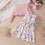 Φόρεμα πριγκίπισσας με φλοράλ βαμβακερό σχέδιο και πλεκτή ζακέτα για κορίτσια 3