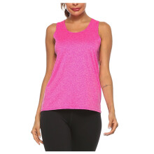 Dames casual tankinitop roze met ronde hals fitnessvest