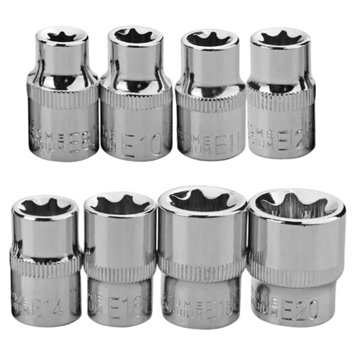 3/8" Drive E-Torx Star Socket Set External Star Socket Set Torque Socket E8-E20 Versatile Hand Tool Kit