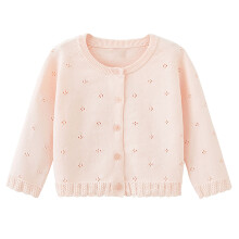 Cardigan bolero beige all'uncinetto per bambina, maniche lunghe e bottoni