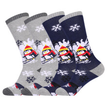 Merino-Woll-Skisocken für Kinder, kniehoch, warm, 2 Paar
