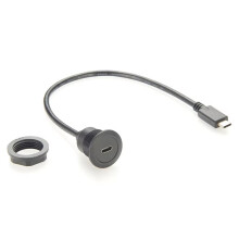 USB 3.1 C Male to Female Extension Cable Round Flush Mount Bulkhead USB Type C Extender 10Gbps High Speed Data & Power