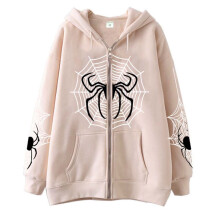 Damen-Hoodie mit Spinnenmuster, überschnittene Schultern, Khaki, Größe XXXL