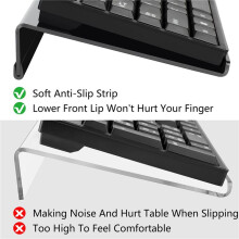 4X Acryl Computertoetsenbordstandaard voor Bureau, Toetsenbordverhoger Kantellift, Toetsenbordhouder voor Desktop, Bureautoetsenbordlifter